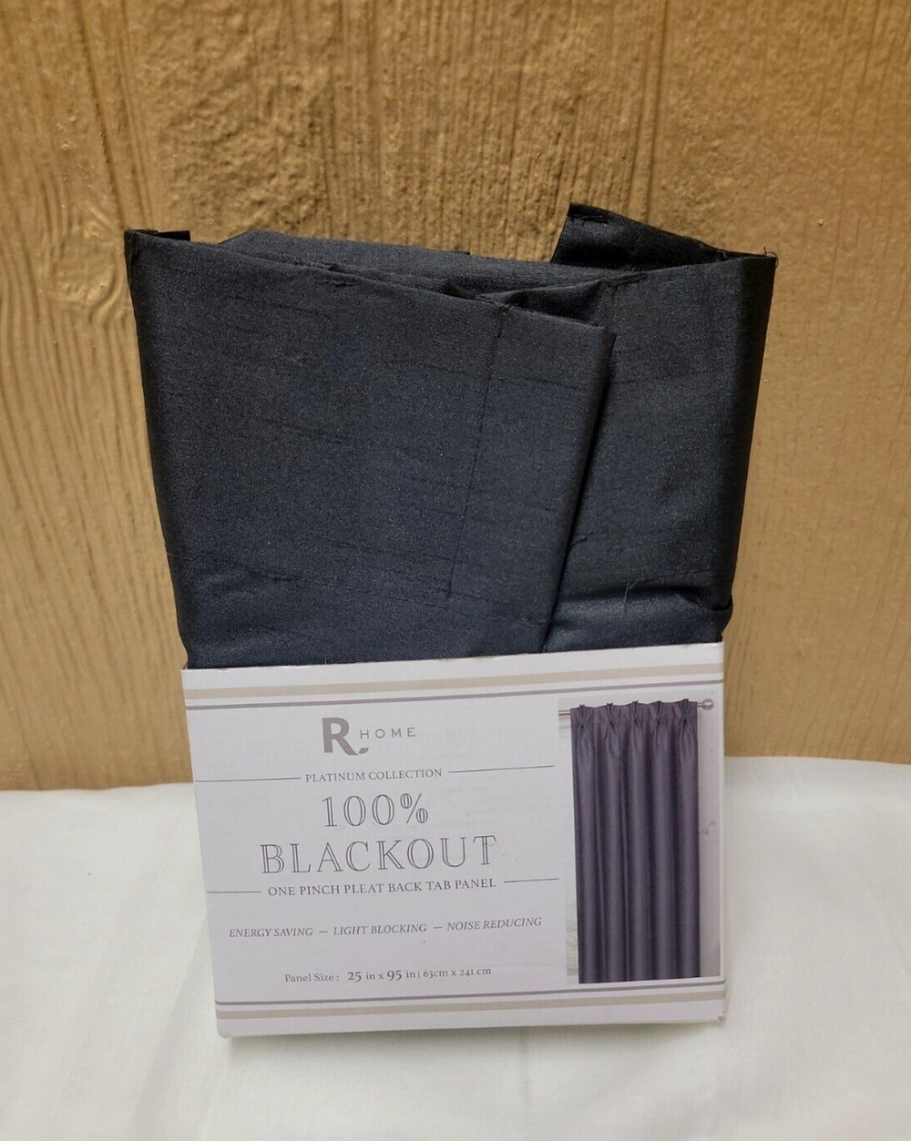 R Home Platinum Collection Blackout Pinch Pleated Back Tab Panel Charcoal 25x29